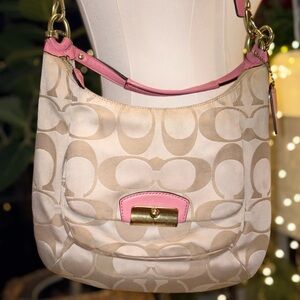Coach Beige and Pink Shoulder Bag